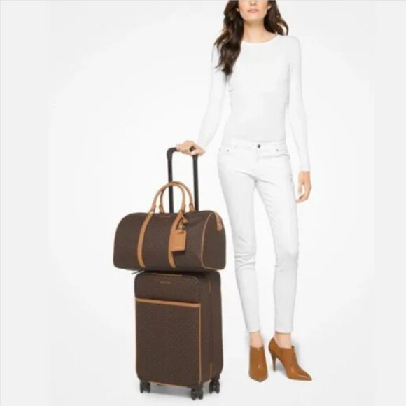Michael Kors Jet Set Rolling Travel Trolley Suitcase • Brown & Acorn - Picture 1 of 10